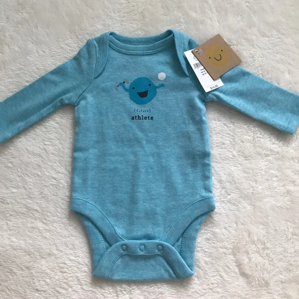 NWT Baby Gap light blue long sleeve onesie
